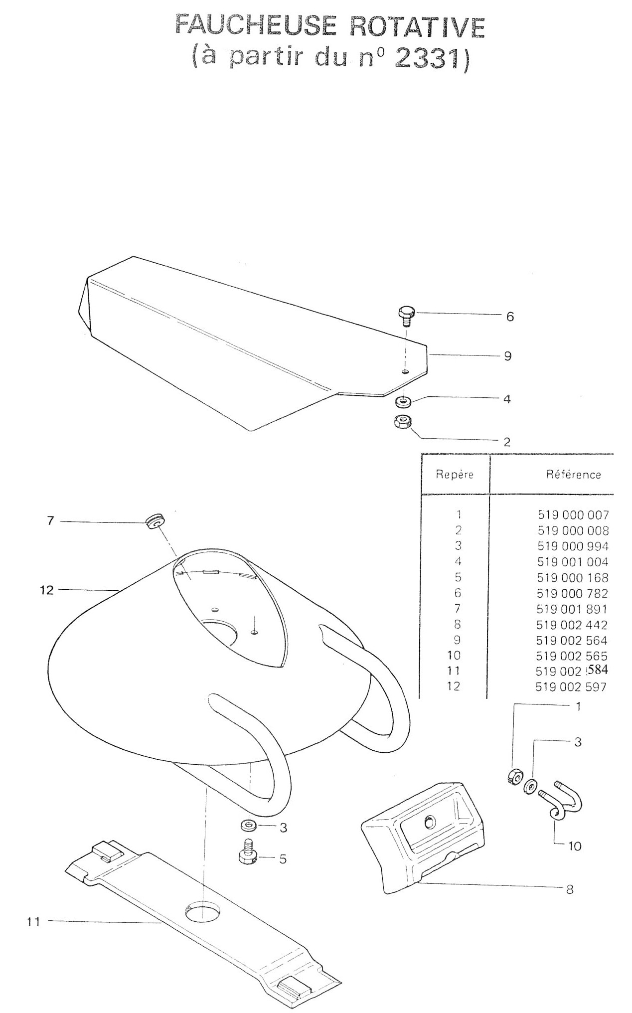 Faucheuse rotative ( à partir N°2331)